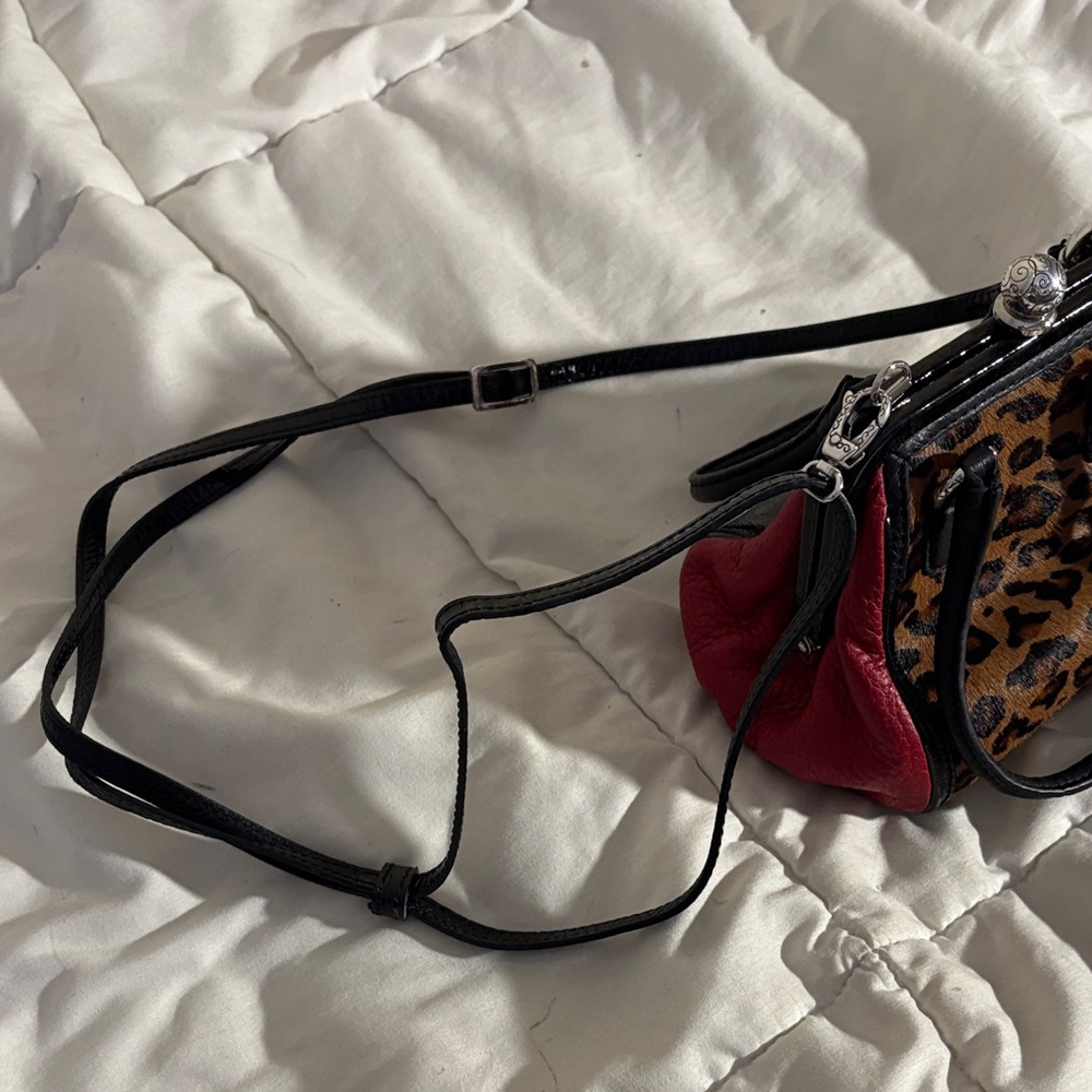 Brighton Leopard Print and Red Leather Mini Purse with Crossbody Strap - Picture 7 of 10